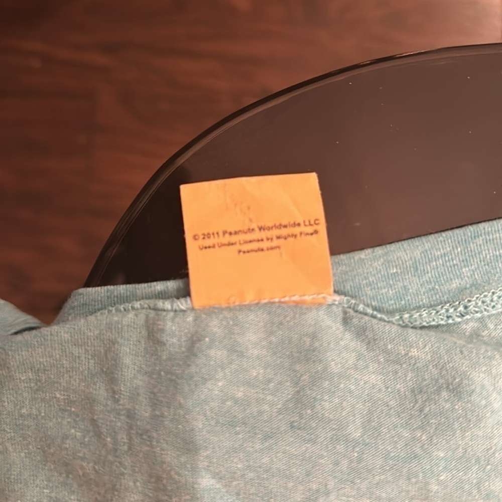 2011 Peanuts Snoopy Graphic Logo Pure Genius Turquoise Short Sleeve Women Large - Picture 5 of 5